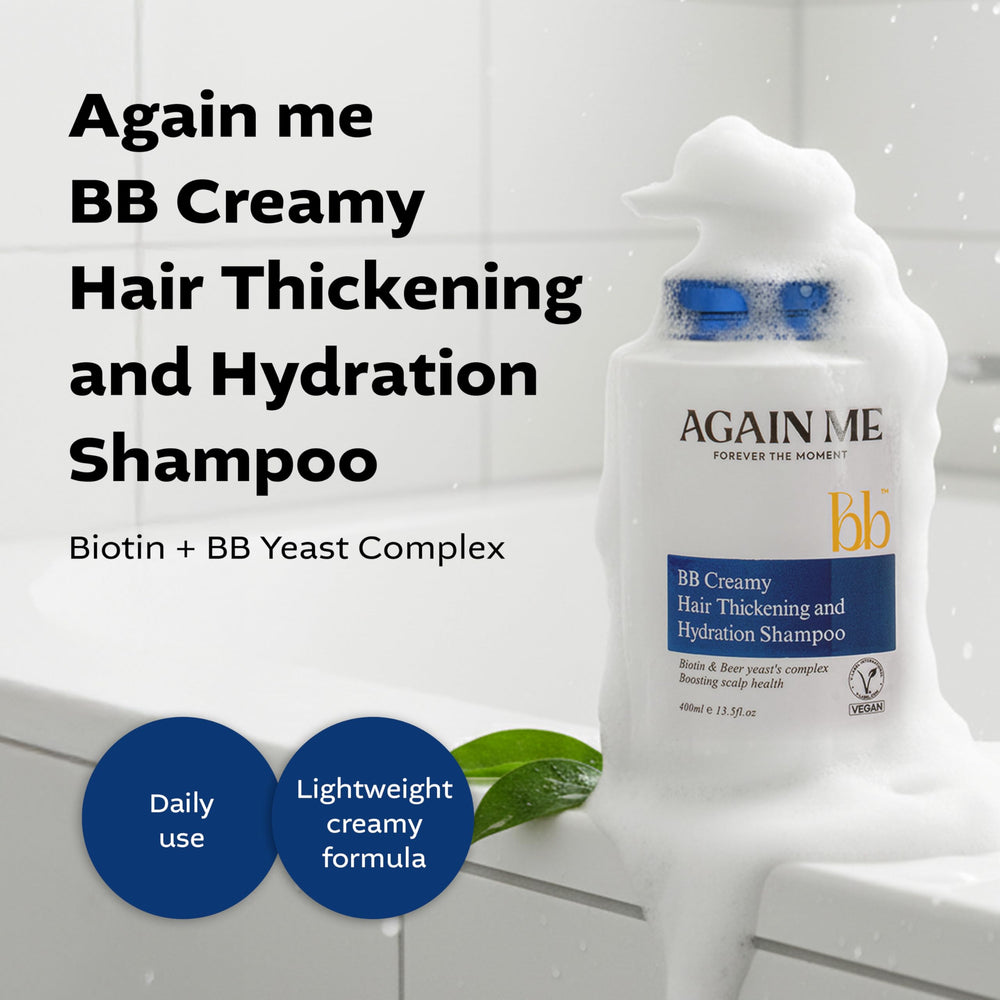 Again me hair growth shampoo foam demonstrates gentle cleansing for thinning hair.