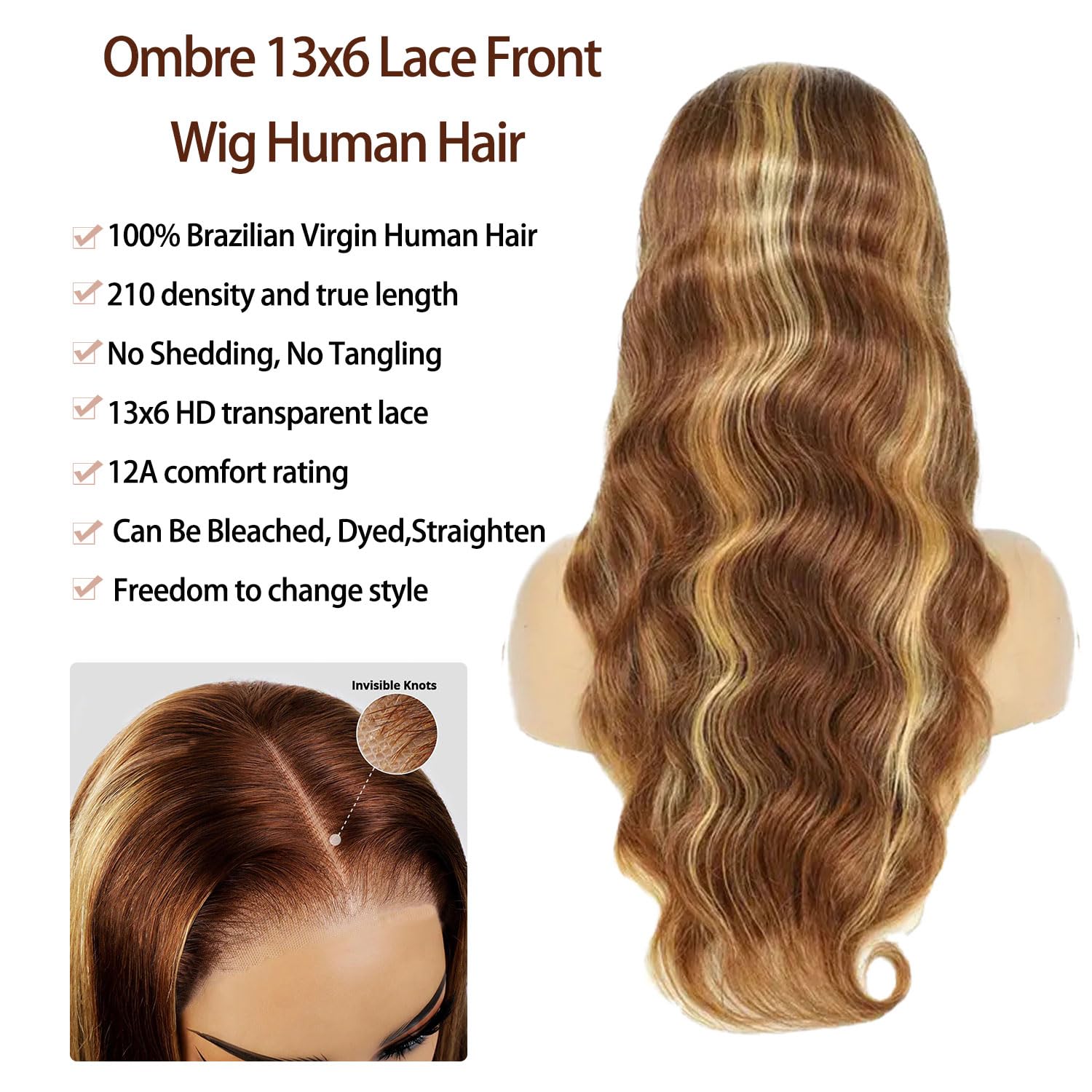 Agairl 210% density body wave wig delivers full volume.