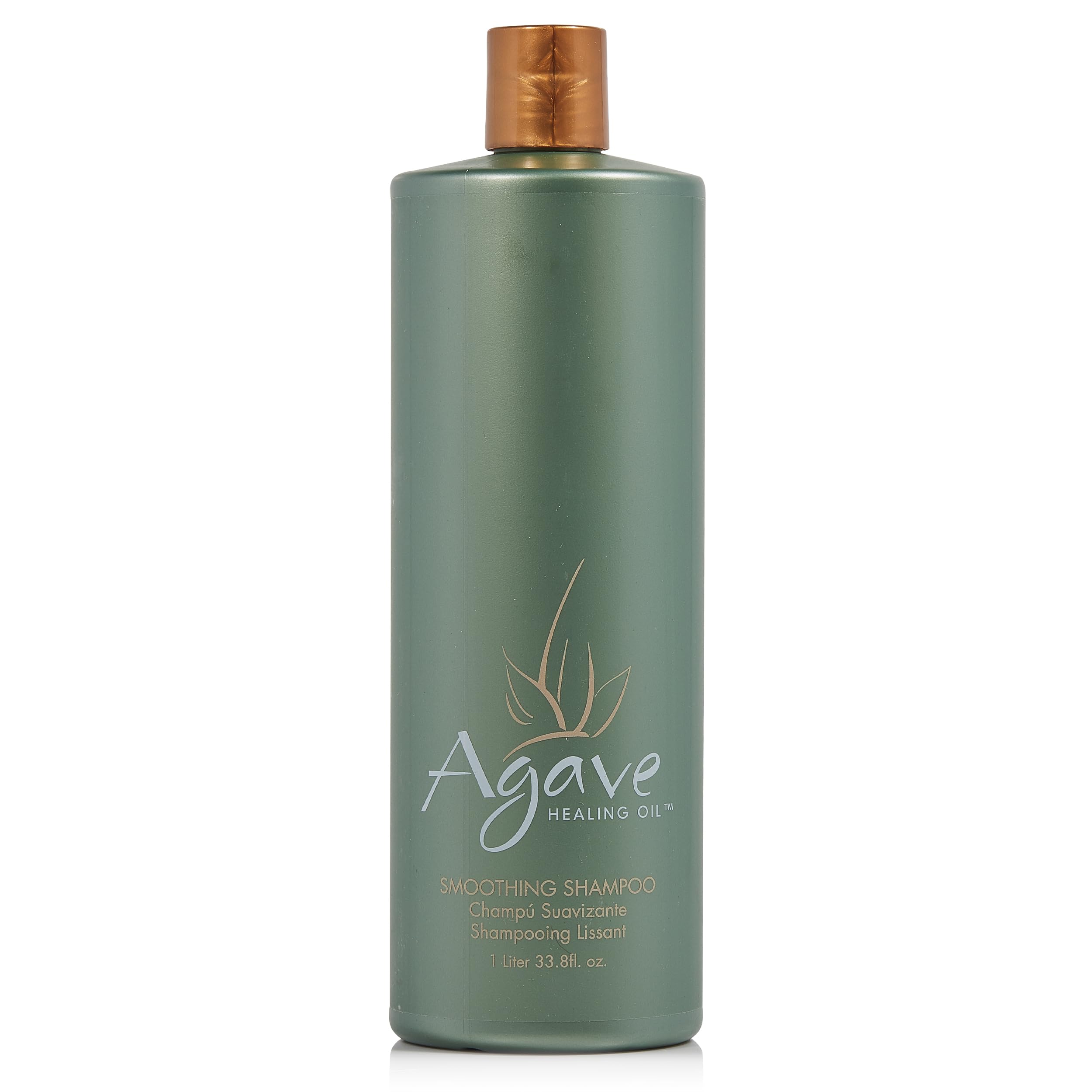Agave Healing Oil agave smoothing shampoo bottle demonstrates color-safe, sulfate-free cleansing for vibrant hair.