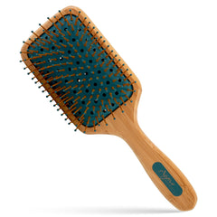 The Agave Healing Oil bamboo paddle brush front view shows smooth detangling.