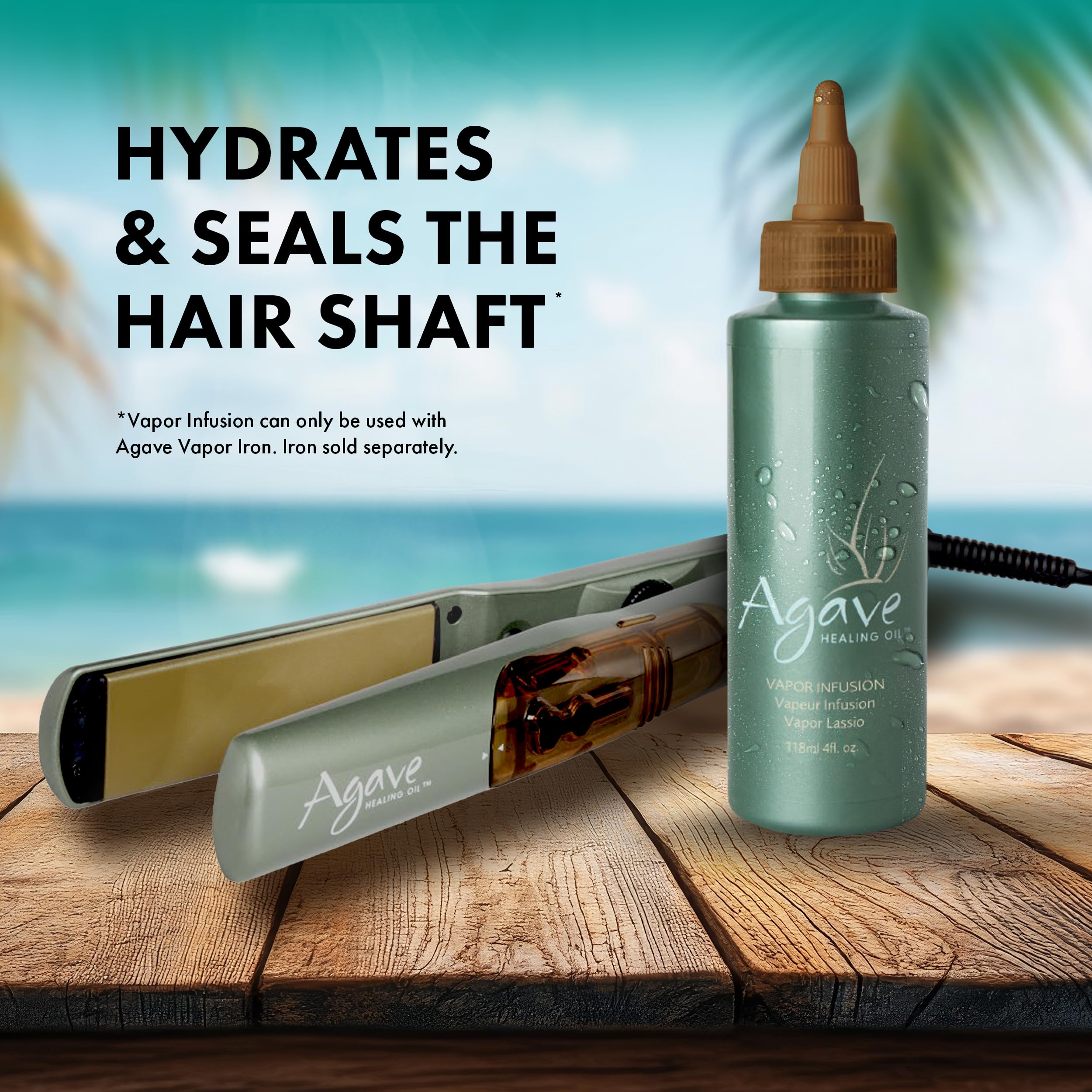 Silky hair texture swatch highlights softer, more manageable strands with Agave Vapor Infusion.