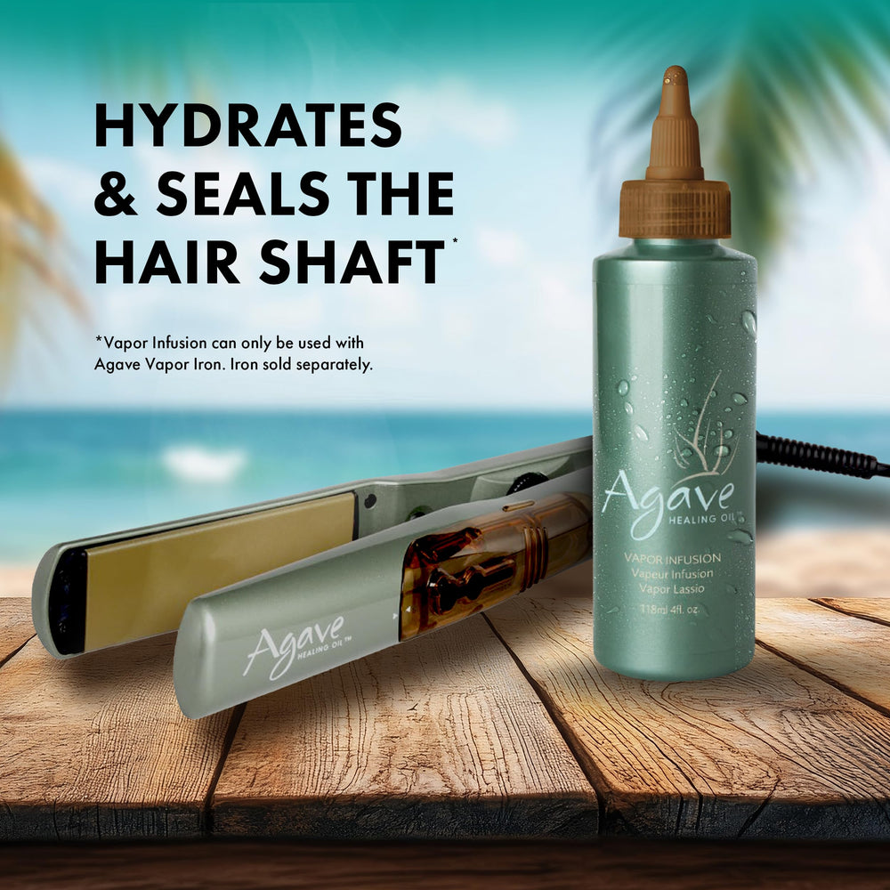 Silky hair texture swatch highlights softer, more manageable strands with Agave Vapor Infusion.