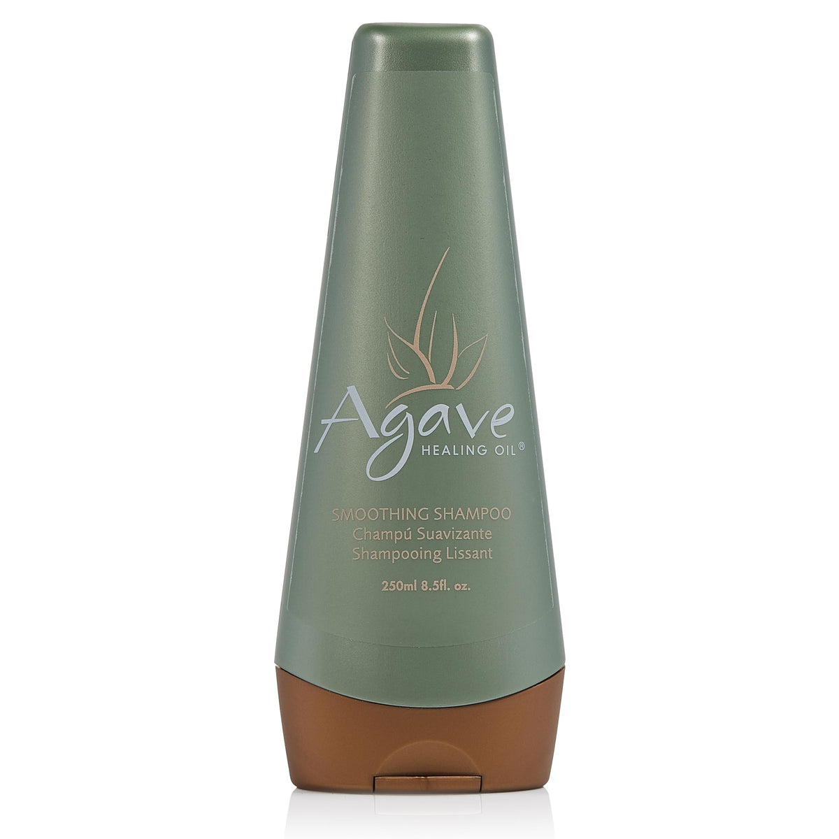 Agave Healing Oil smoothing shampoo bottle front, color-safe hydration