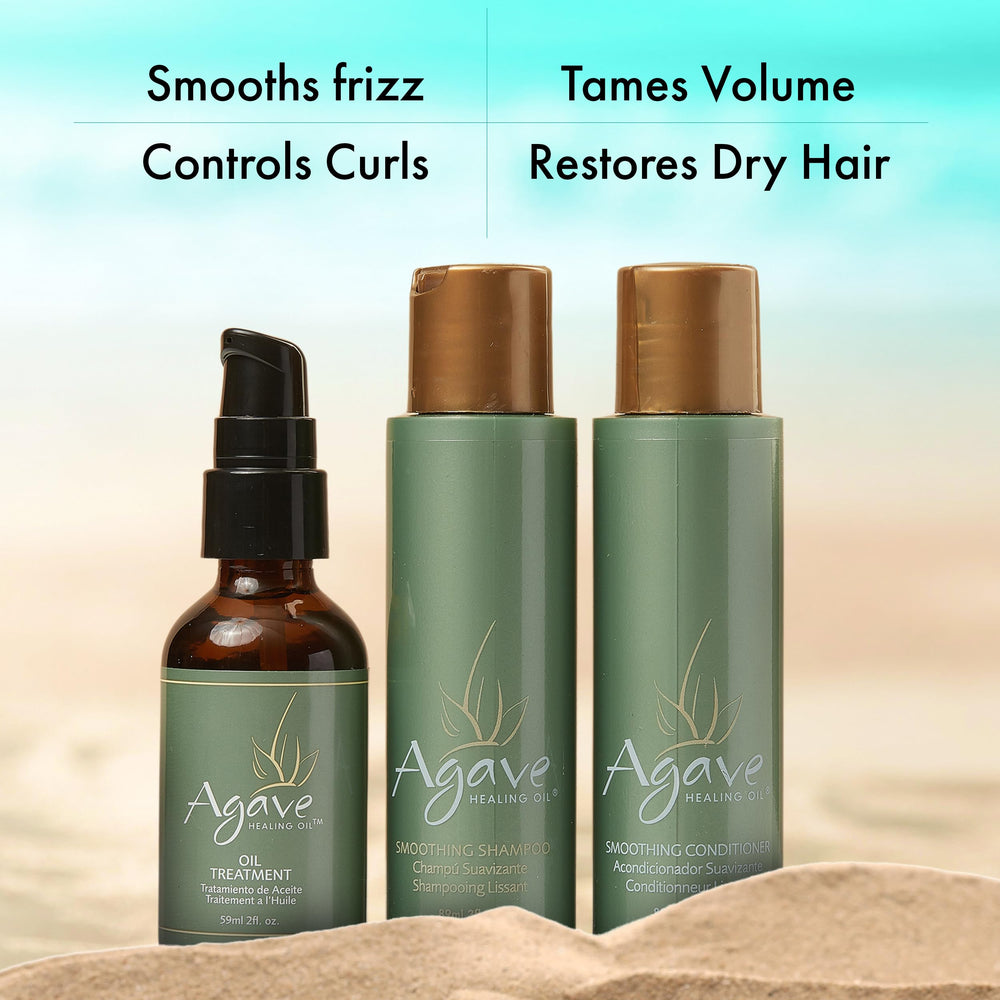 Agave Healing Oil travel-size set packaging shown for on-the-go care