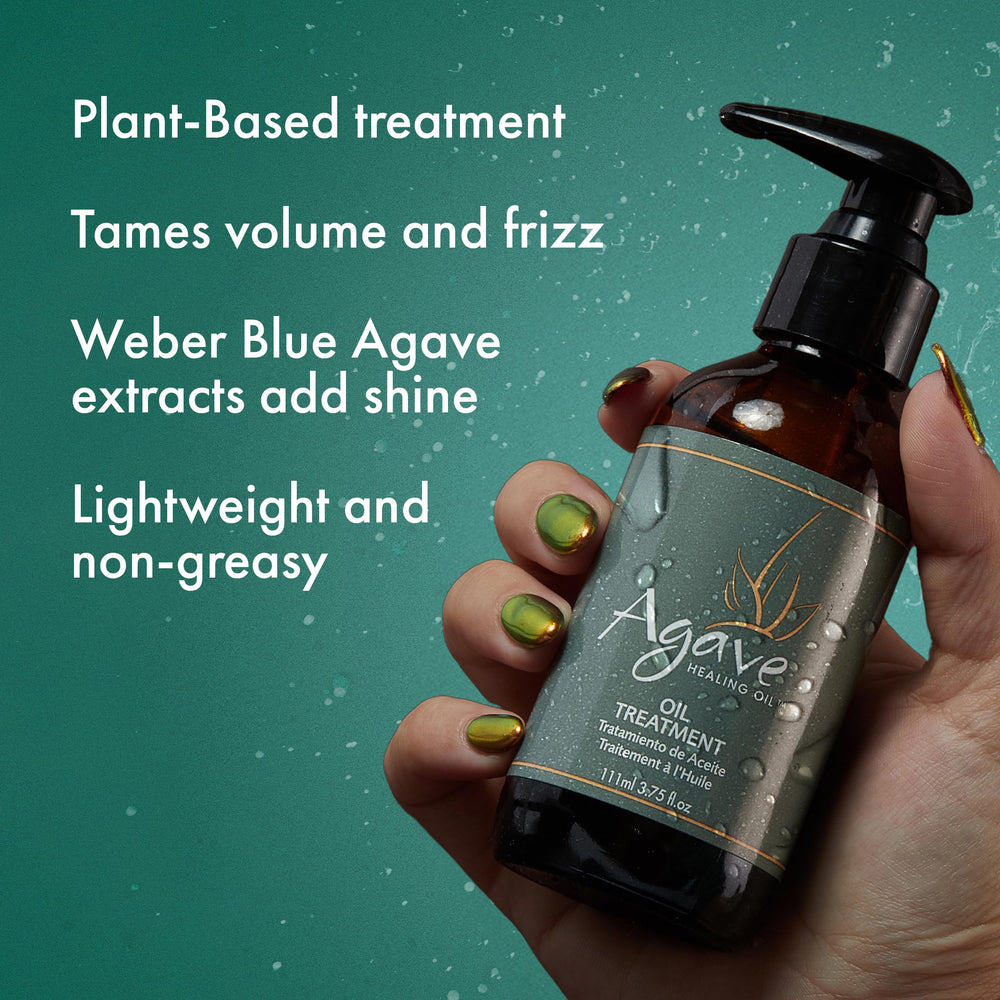 Agave Healing Oil Treatment delivers luminous shine on glossy strands
