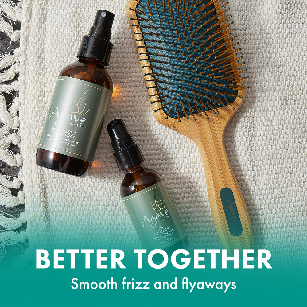 Nourishment from coconut, vanilla, sunflower, and baobab oils in Agave Healing Oil Treatment.
