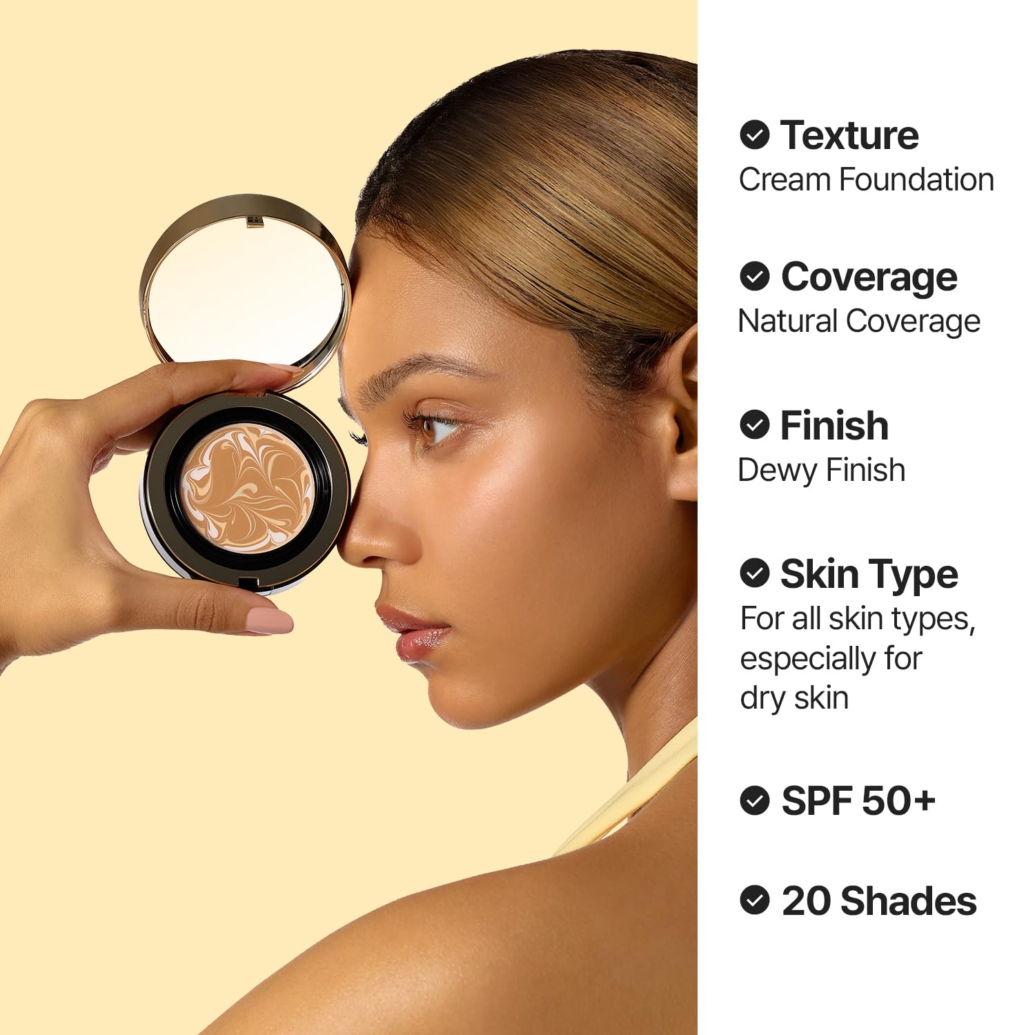 AGE 20's Signature Essence Pact shade 21W Warm Vanilla close-up.