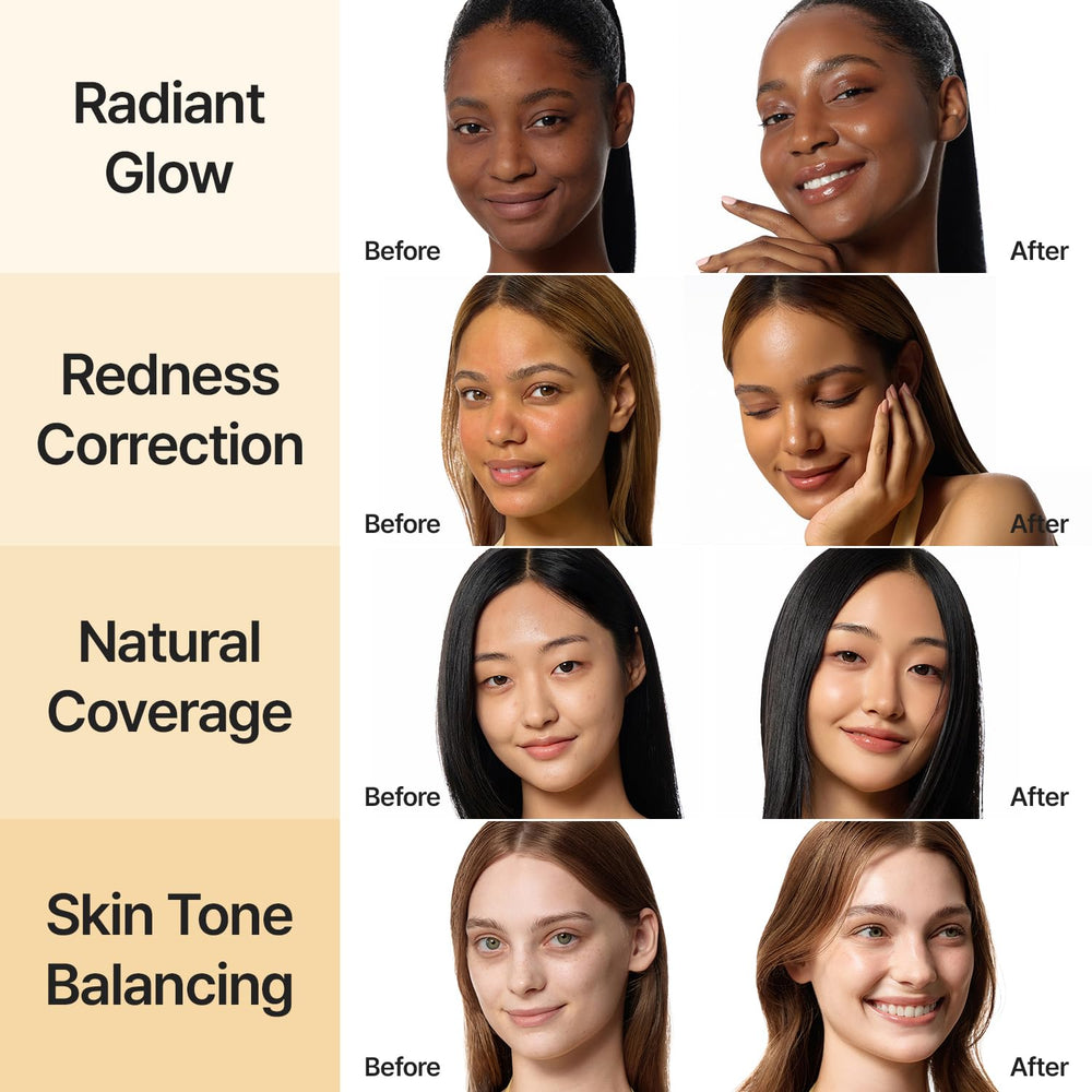 AGE 20's Signature Essence Pact on skin shows buildable coverage with a radiant finish.