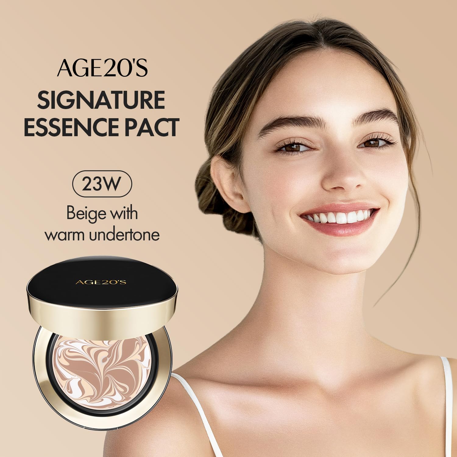 AGE 20's Signature Essence Pact latte-trio texture for glow