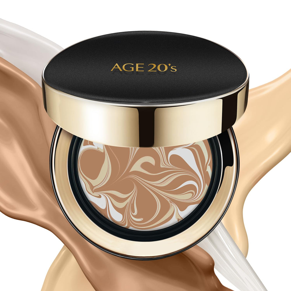 AGE 20's Signature Essence Pact SPF 50 bottle showing natural beige coverage for daily wear.