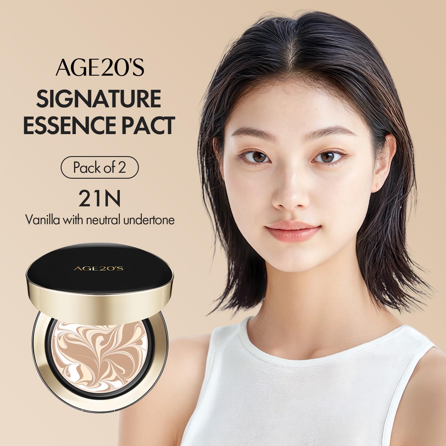 Dewy finish enhances natural radiance of AGE 20's Pact
