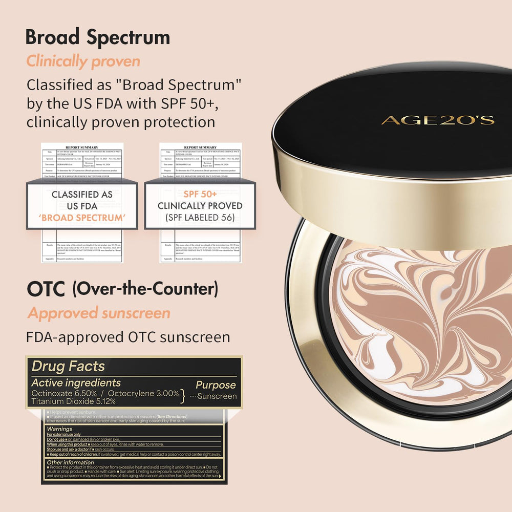 AGE 20's Signature Essence Pact texture close-up showing natural coverage
