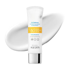 AGE 20's UV Defense sunscreen bottle shows creamy texture and SPF 60+ protection