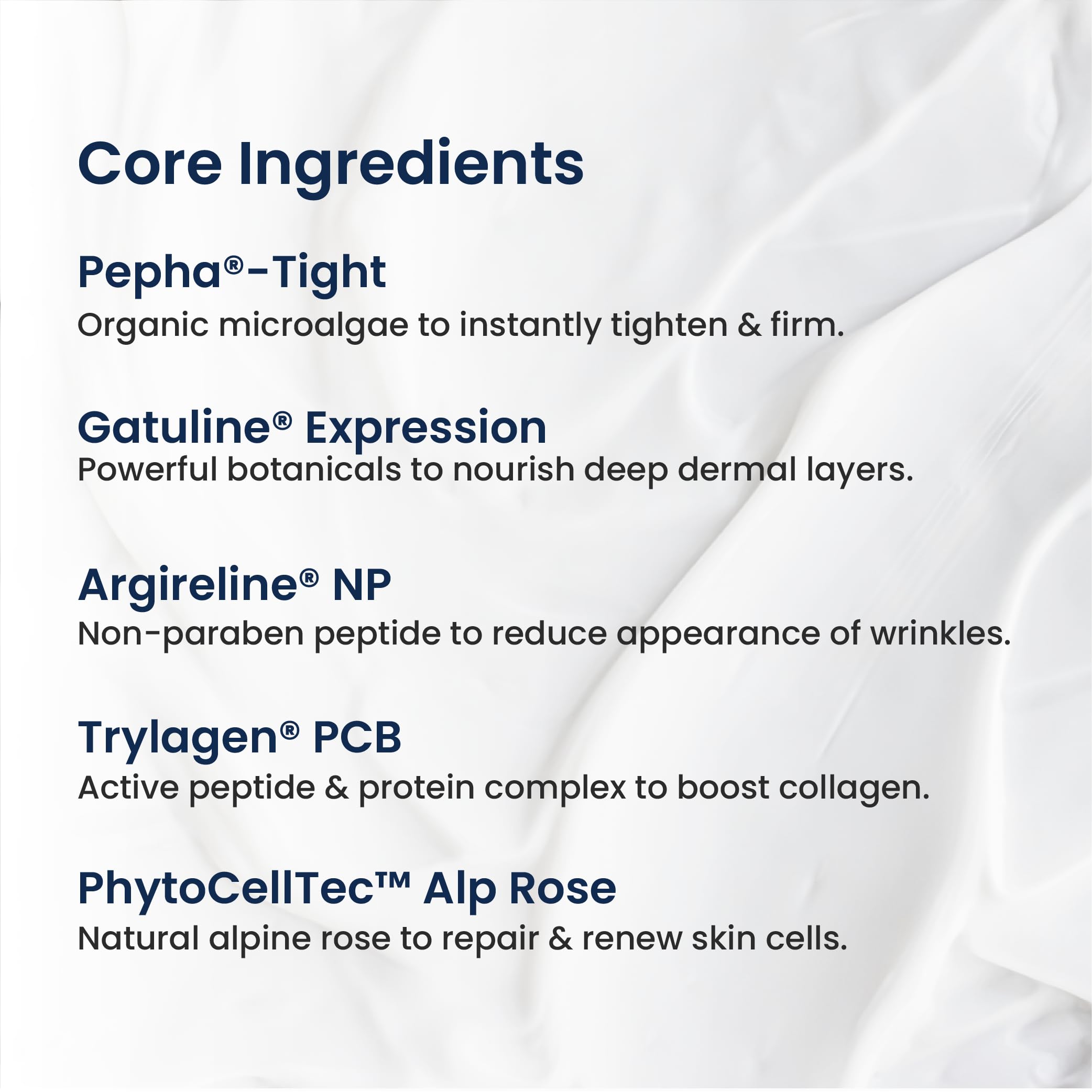Swatch of Agelyss Neck Firming Cream texture showing creamy, fast-absorbing formula.