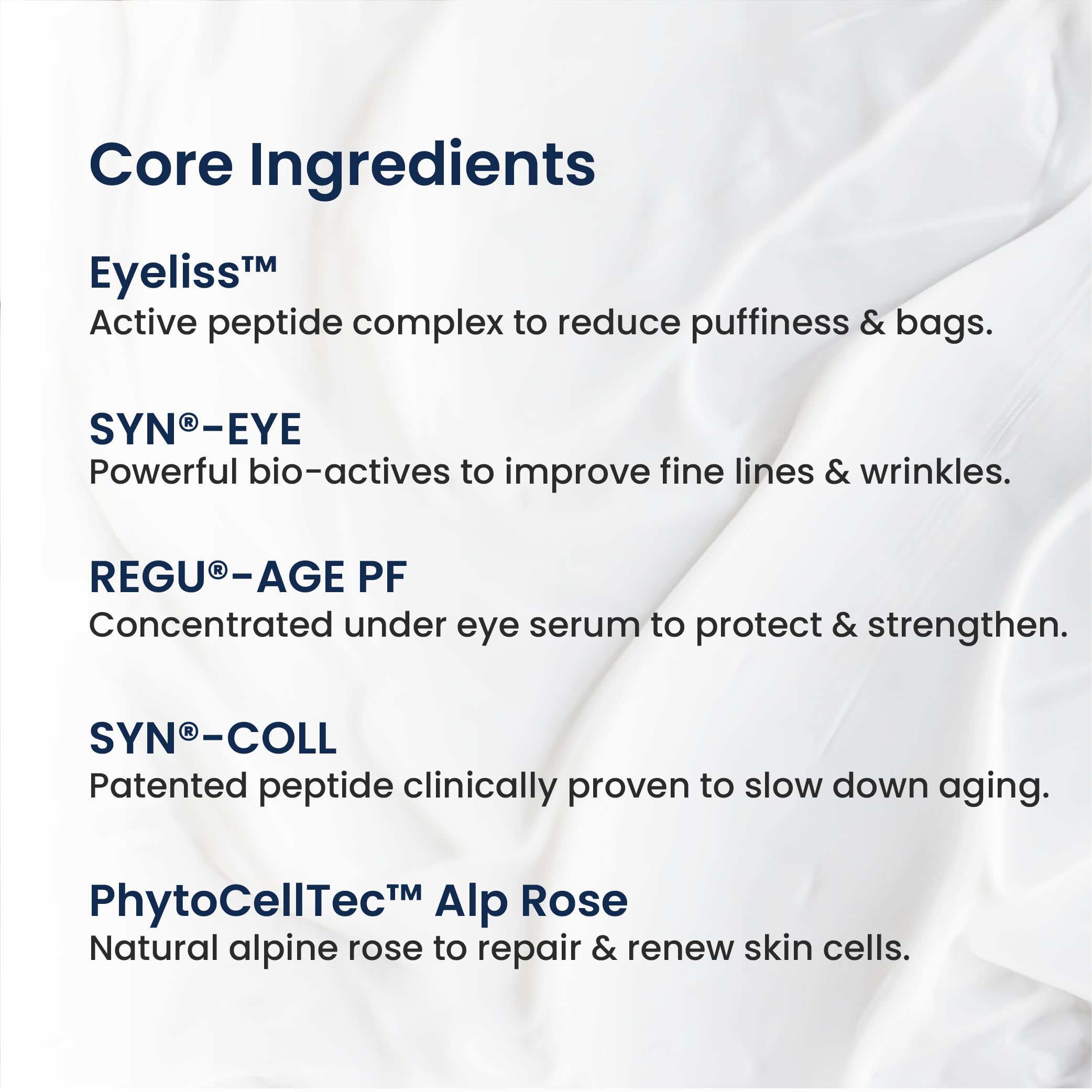 Under-eye area application of Agelyss Restorative Eye Cream for smoother skin