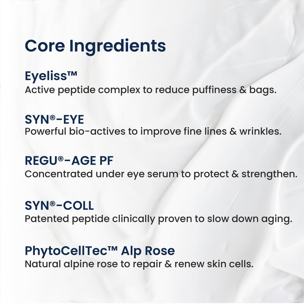 Under-eye area application of Agelyss Restorative Eye Cream for smoother skin