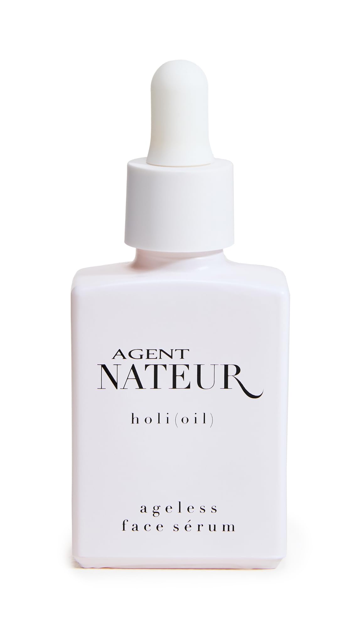 Agent Nateur Holi Oil bottle displays a nourishing serum for radiant skin.