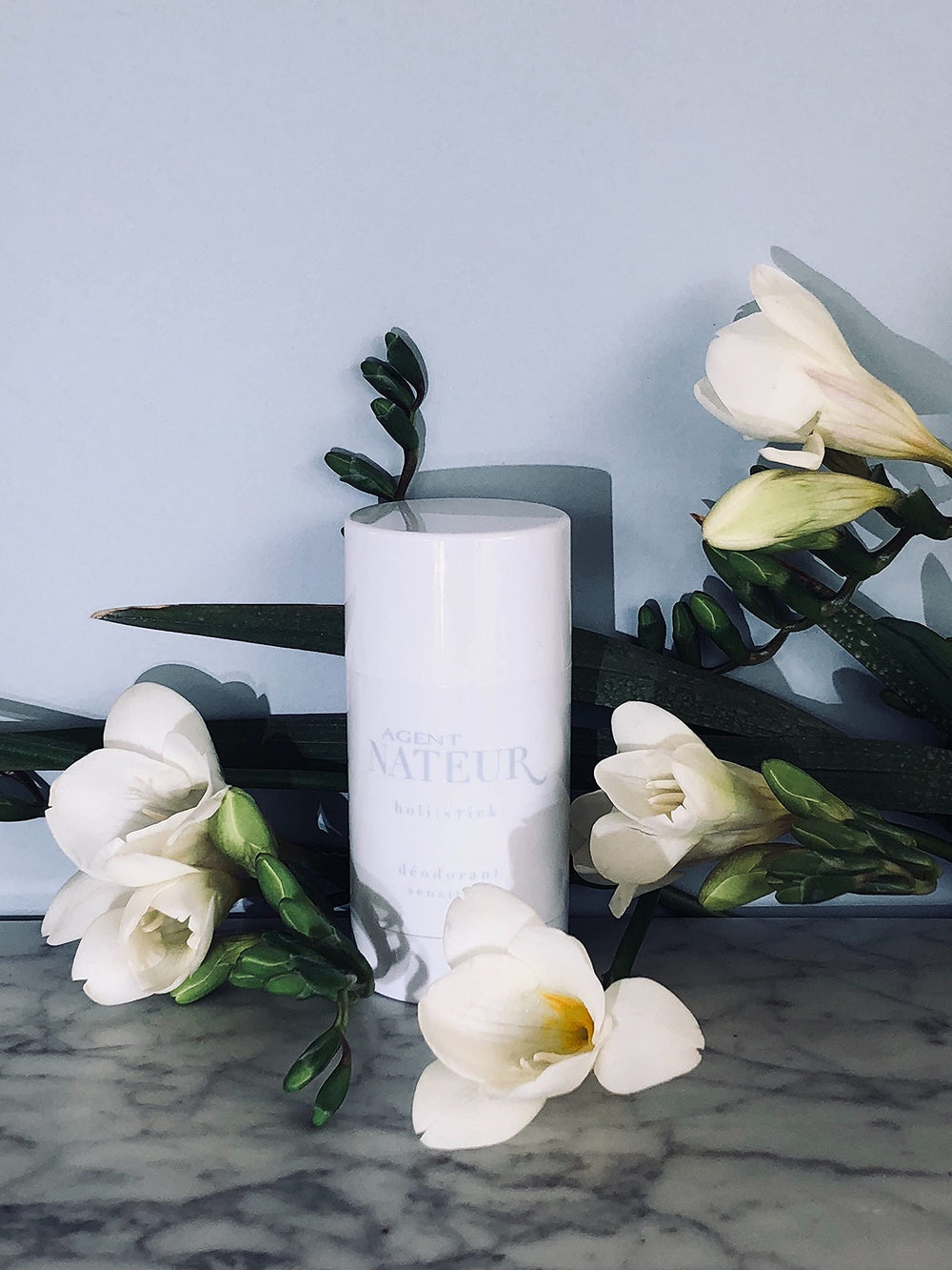 Agent Nateur holi stick packaging visuals convey non-toxic, pregnancy-friendly deodorant option.