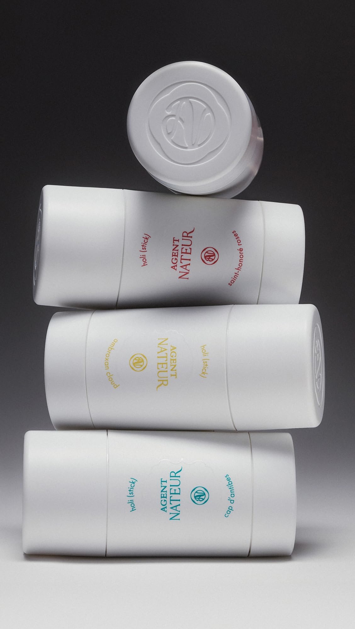 Agent Nateur holi stick skin contact application suggests soothing use and lasting scent.