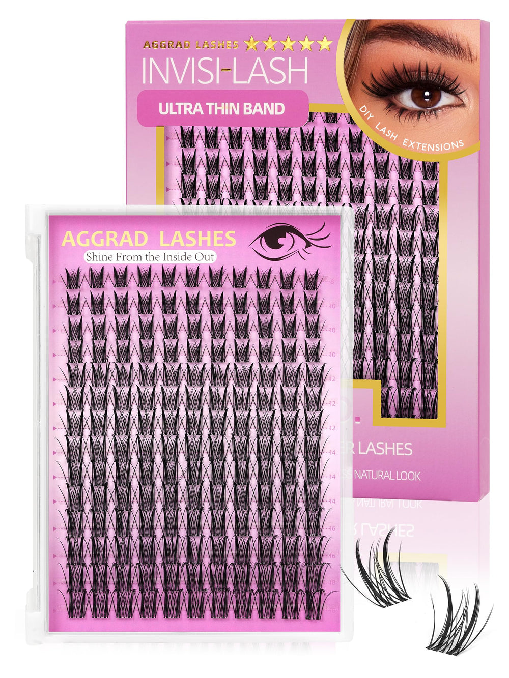 AGGRAD Aphrodite lash clusters compact pack for quick, natural enhancement.