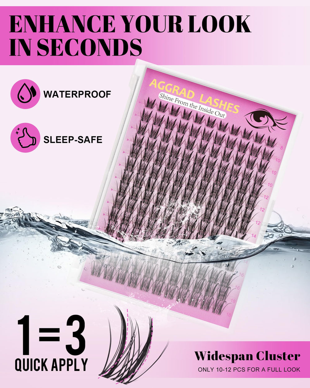 AGGRAD Aphrodite lash clusters invisible band blends seamlessly with lashes.