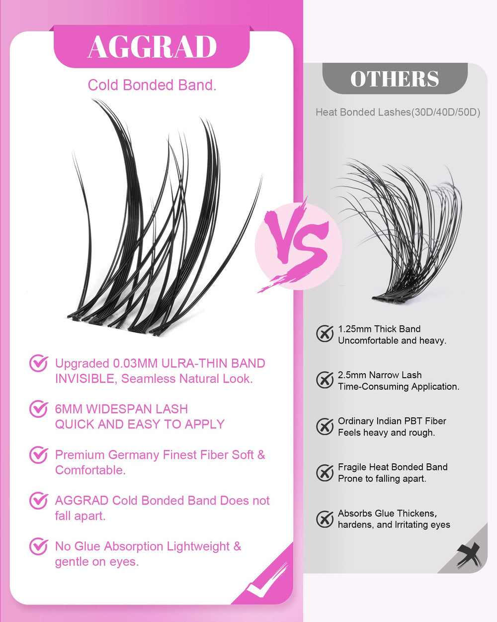 AGGRAD Aphrodite lash clusters medium-density look for day wear.