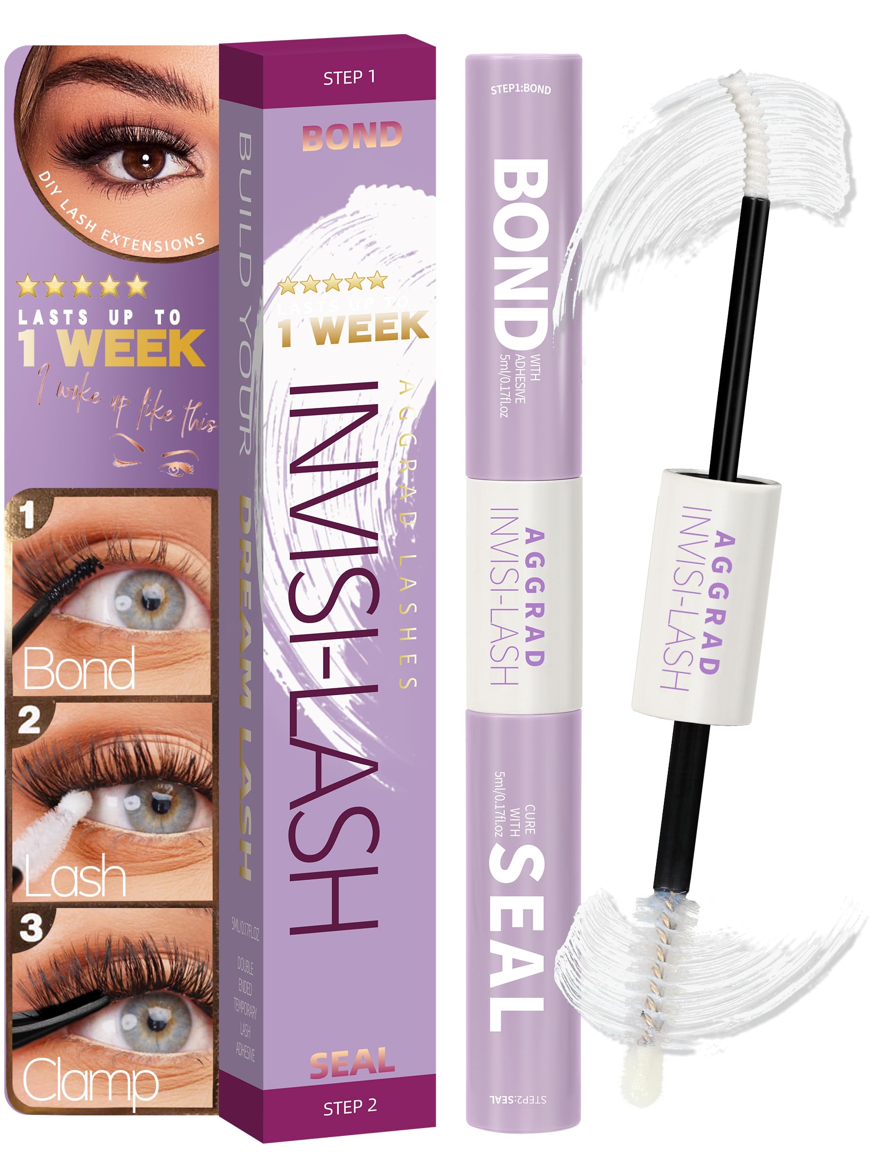 AGGRAD Clear Lash Cluster Glue bottle offers long-lasting hold for DIY lash clusters.