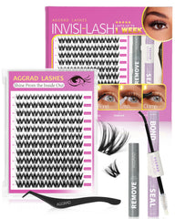 AGGRAD Flora Lash Clusters 8-14mm close-up shows natural volume and quick DIY styling.