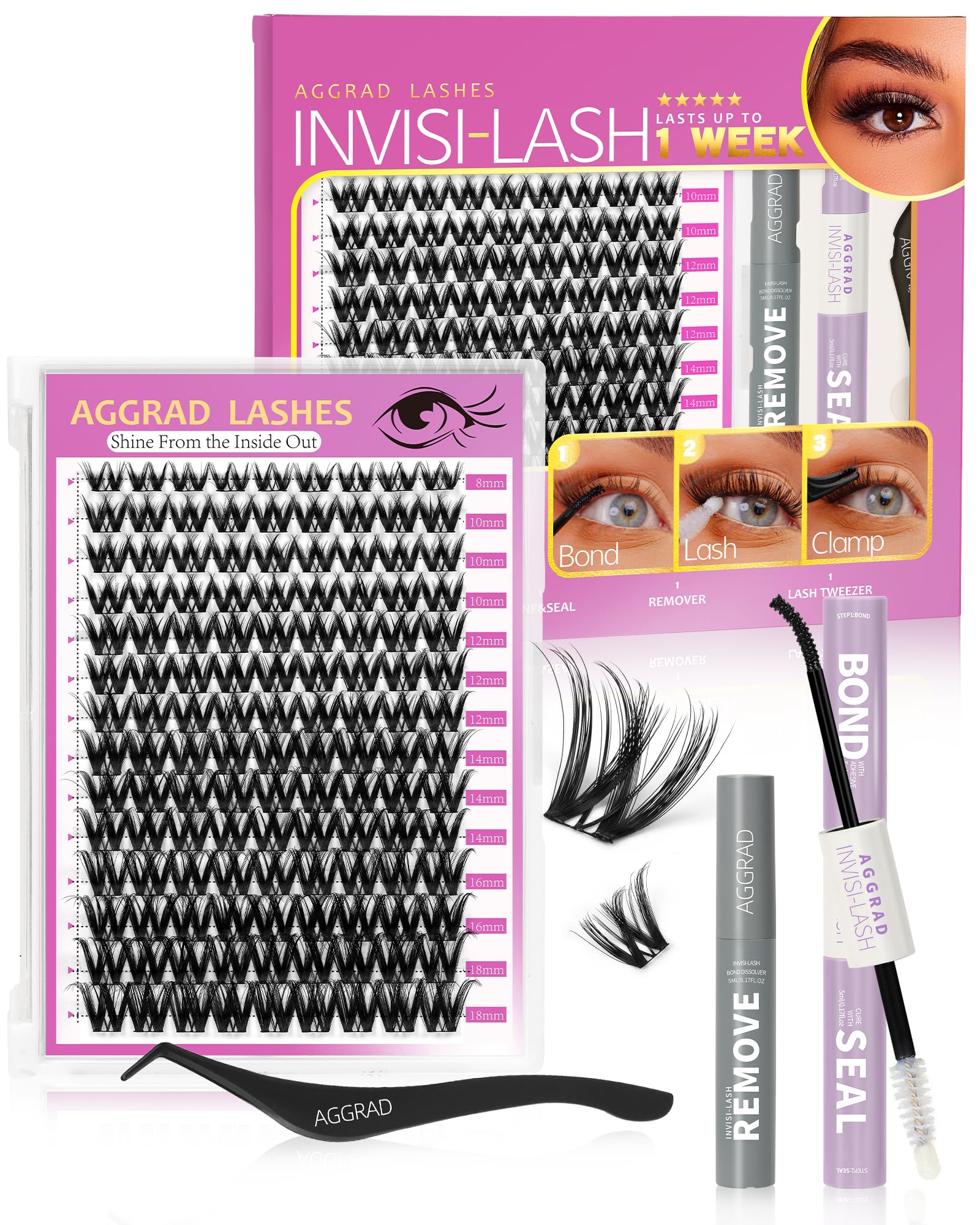 AGGRAD Flora Lash Clusters invisible band for natural look