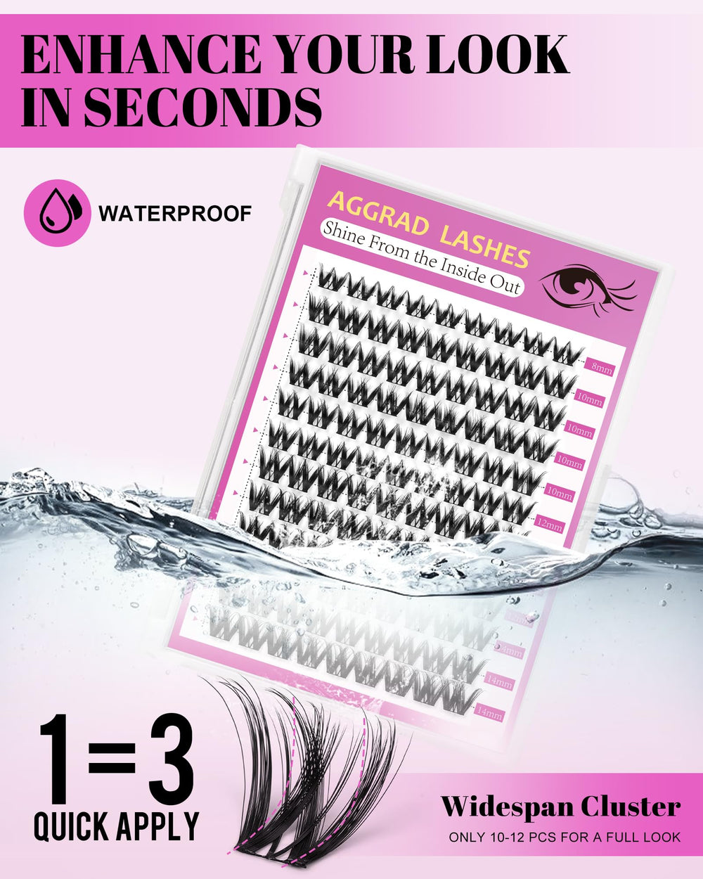 AGGRAD Flora Lash Clusters Kit Short 8-14mm Application Guide aids beginners.