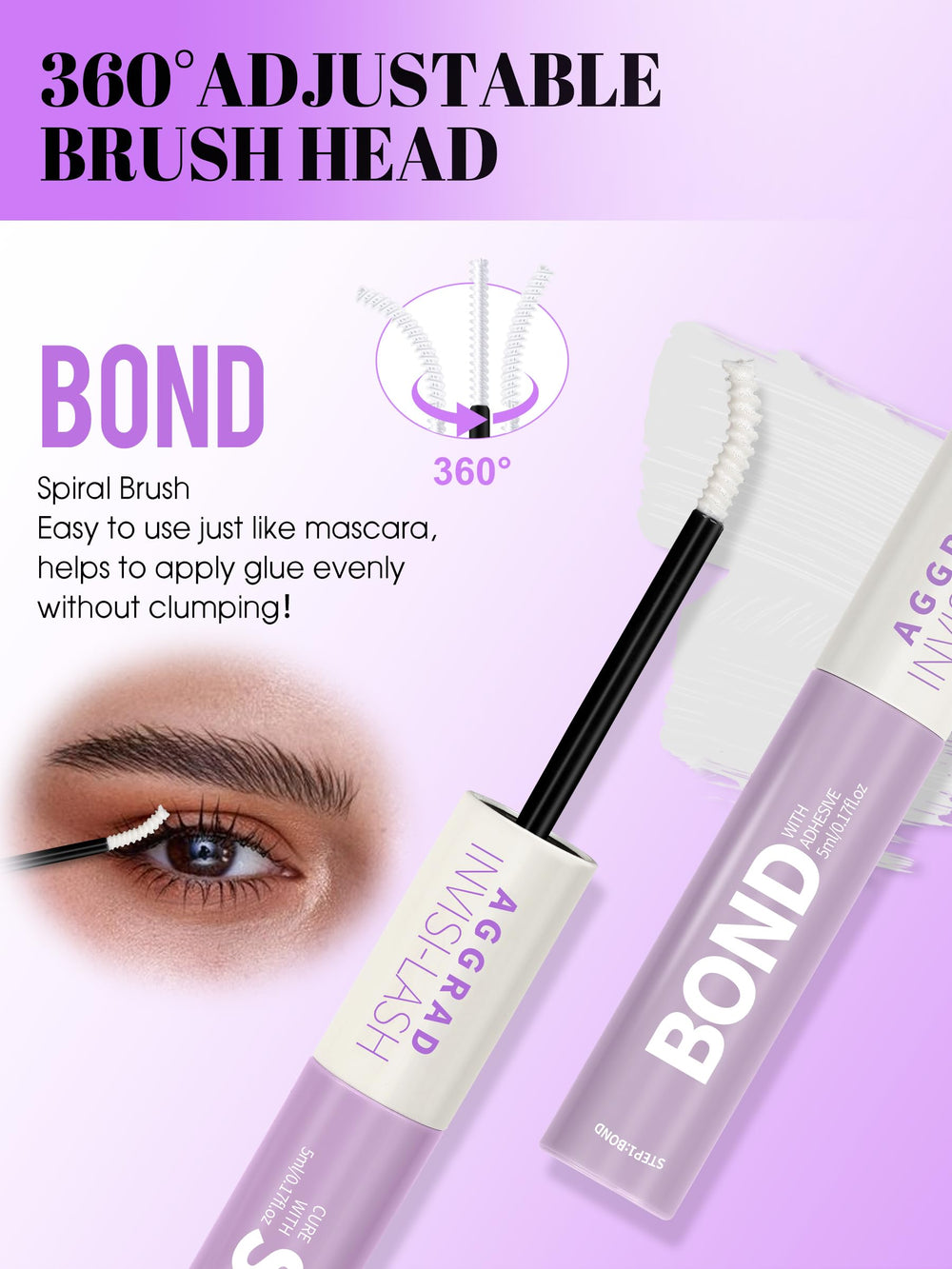 AGGRAD hypoallergenic eye glue packaging indicates gentle wear for sensitive eyes.