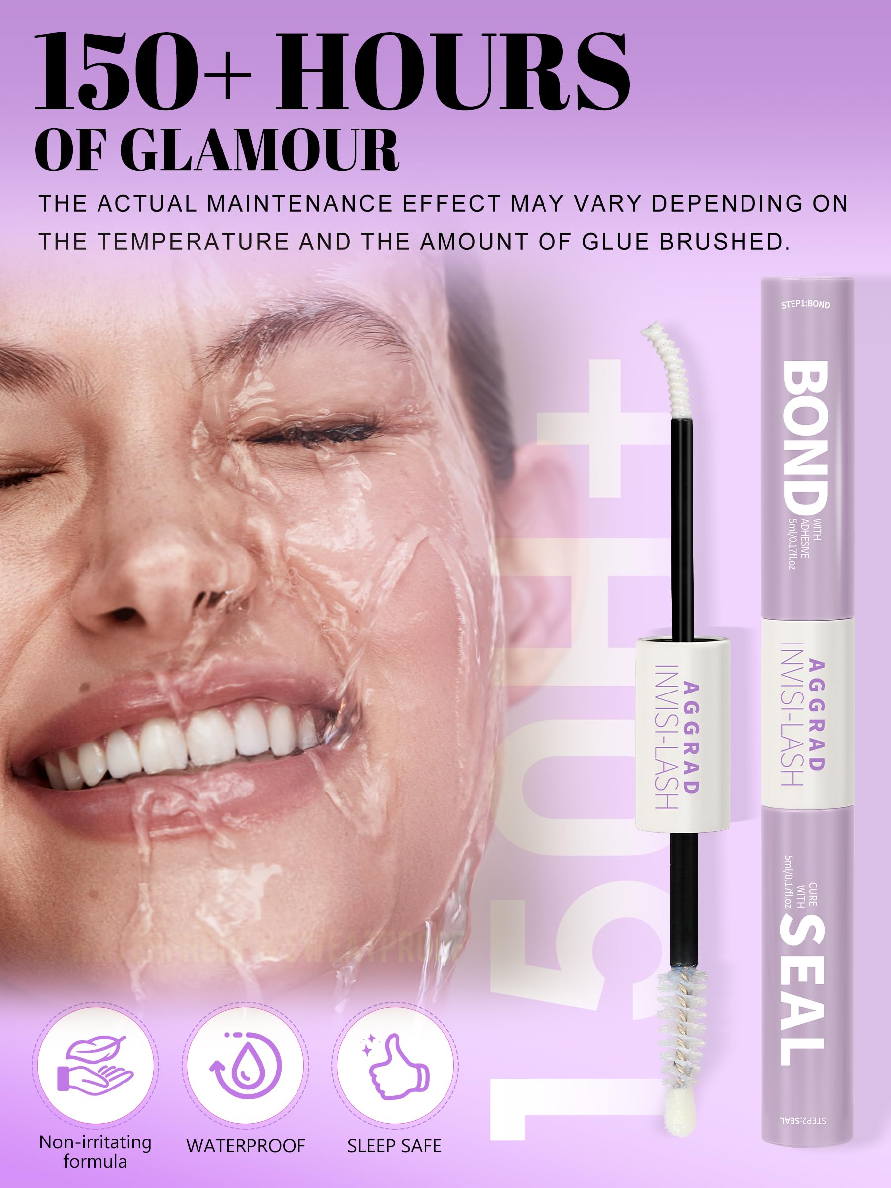 AGGRAD Invisi-Lash bond and seal brush enables precise application.