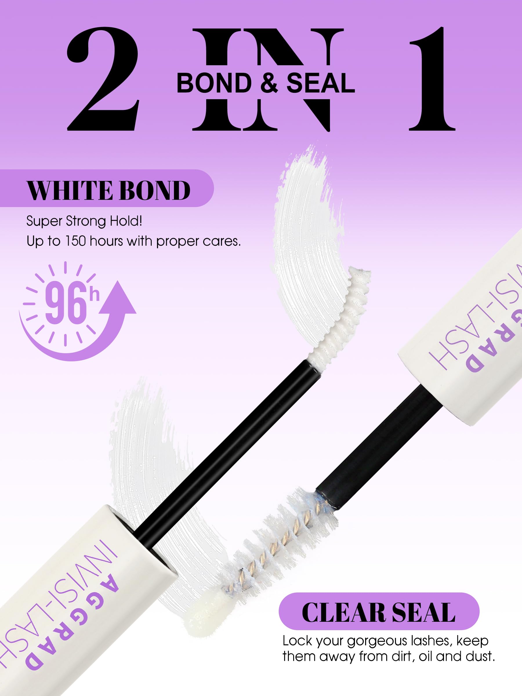 AGGRAD Waterproof lash glue helps clusters stay secure during showers or workouts.