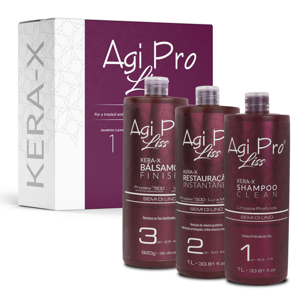 AGI PRO LISS bottle pour demonstrates easy application for smoother, frizz controlled hair at home