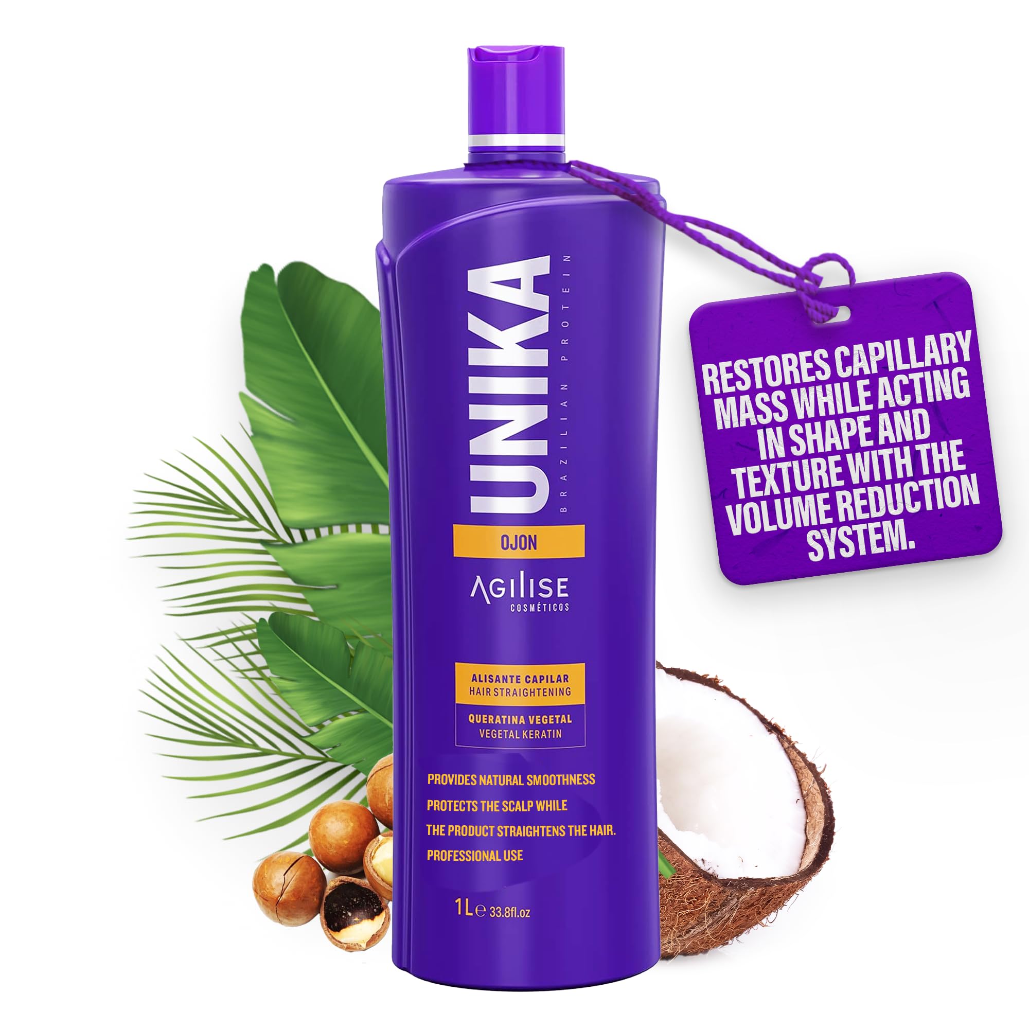 AGILISE UNIKA bottle packaging highlighting the smoothing formula for frizz control