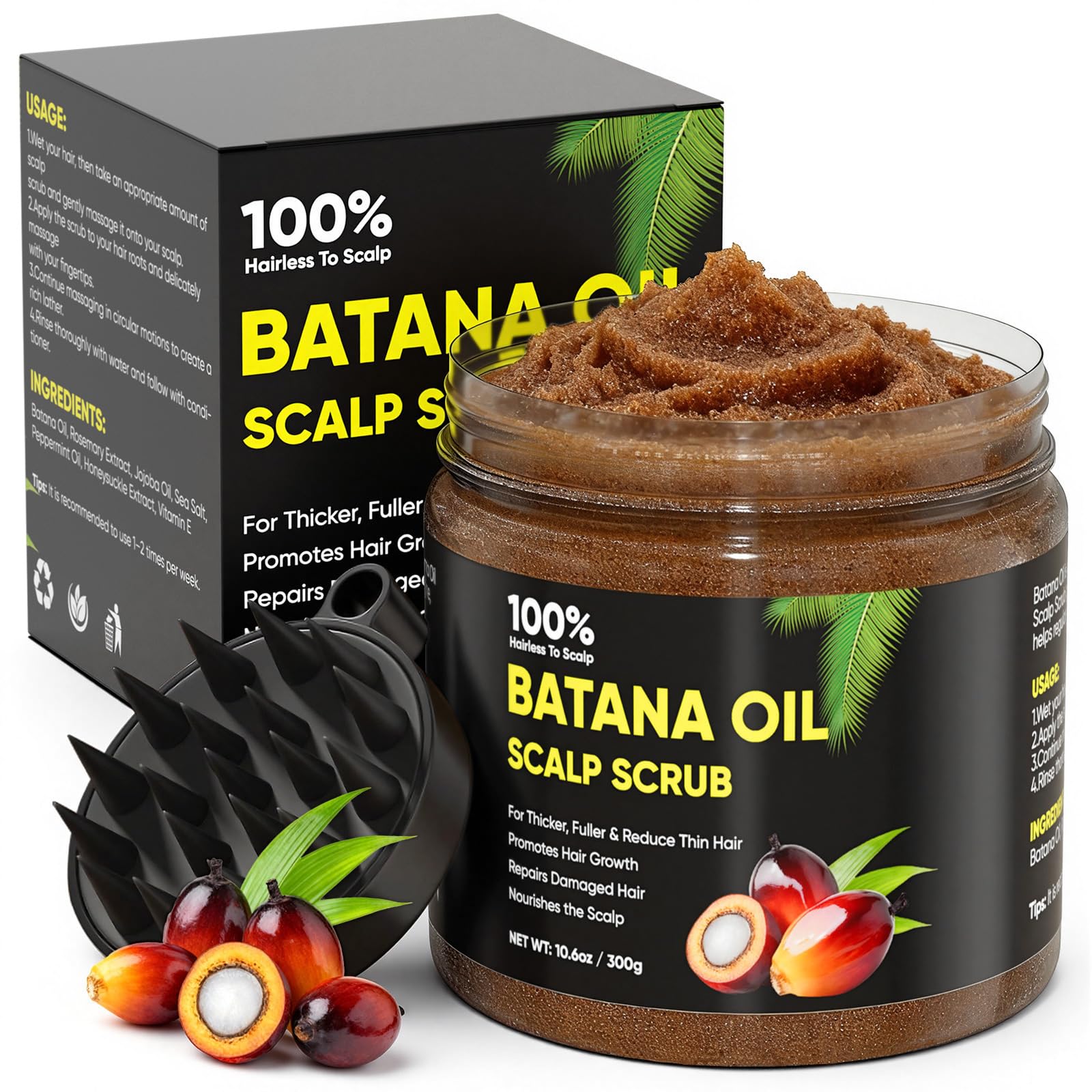 Agodafoo Batana Oil Scalp Scrub bottle pour shows easy application and scalp nourishment