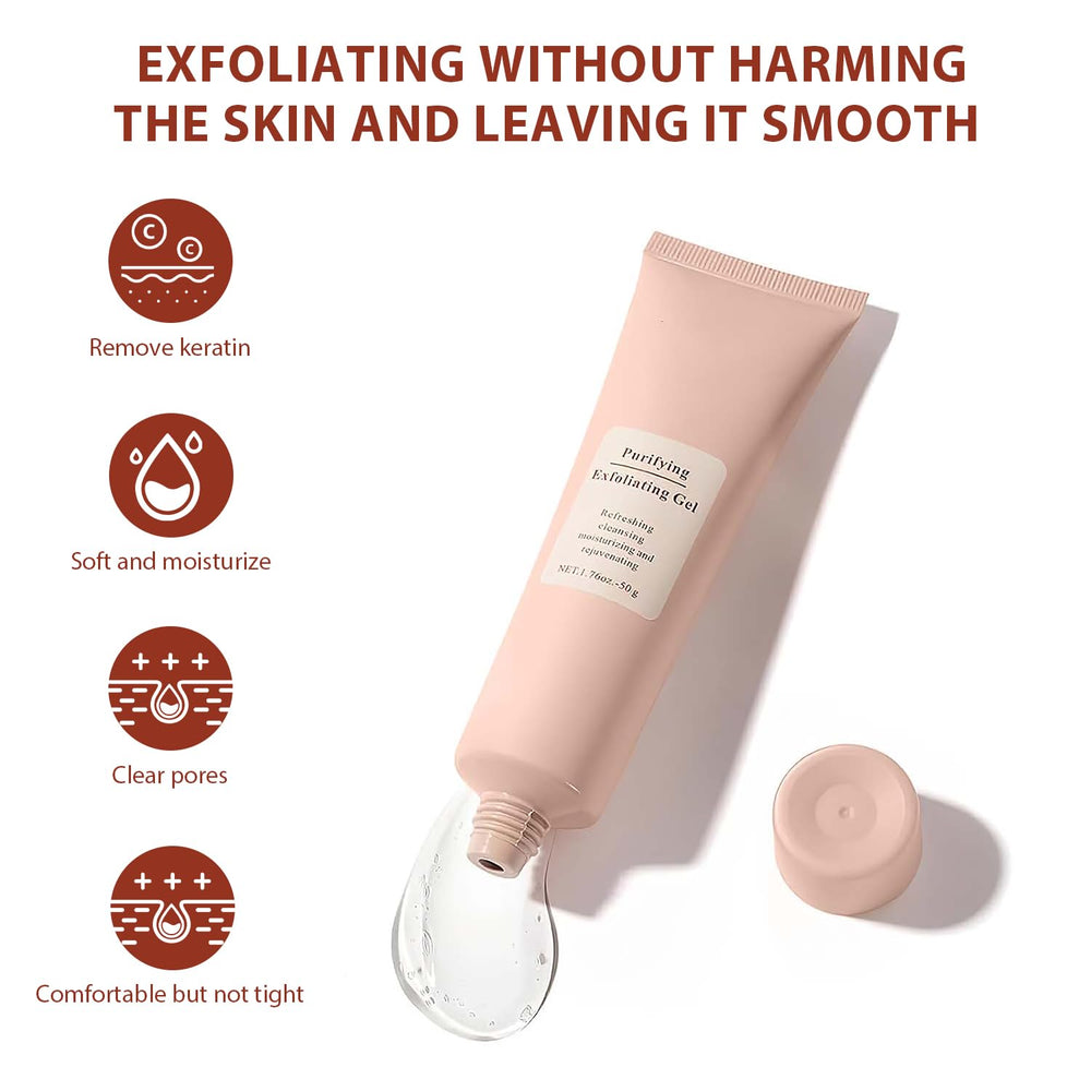 agoname Purifying Exfoliating Gel body use illustrates full-body exfoliation benefits.