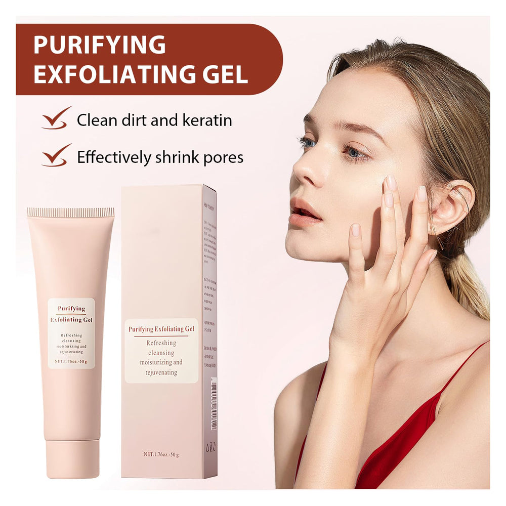 agoname Purifying Exfoliating Gel texture close-up highlights moisturizing exfoliation for daily use.