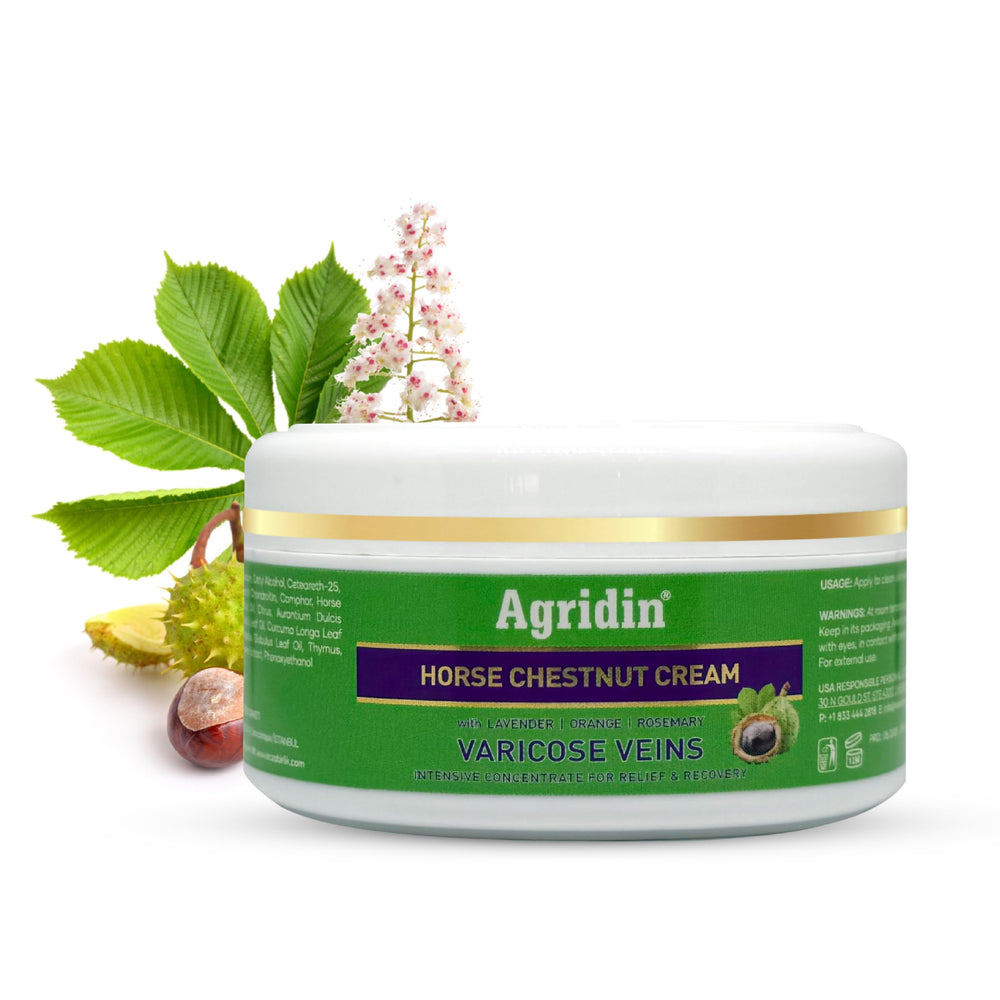Agridin Horse Chestnut Cream bottle for leg comfort and circulation support.