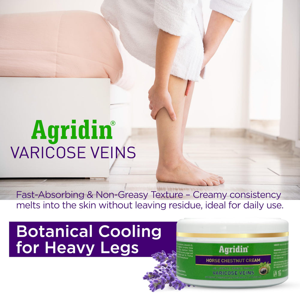 Applying Agridin cream daily to calm tired legs and reduce swelling.