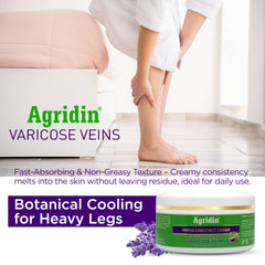Applying Agridin cream daily to calm tired legs and reduce swelling.