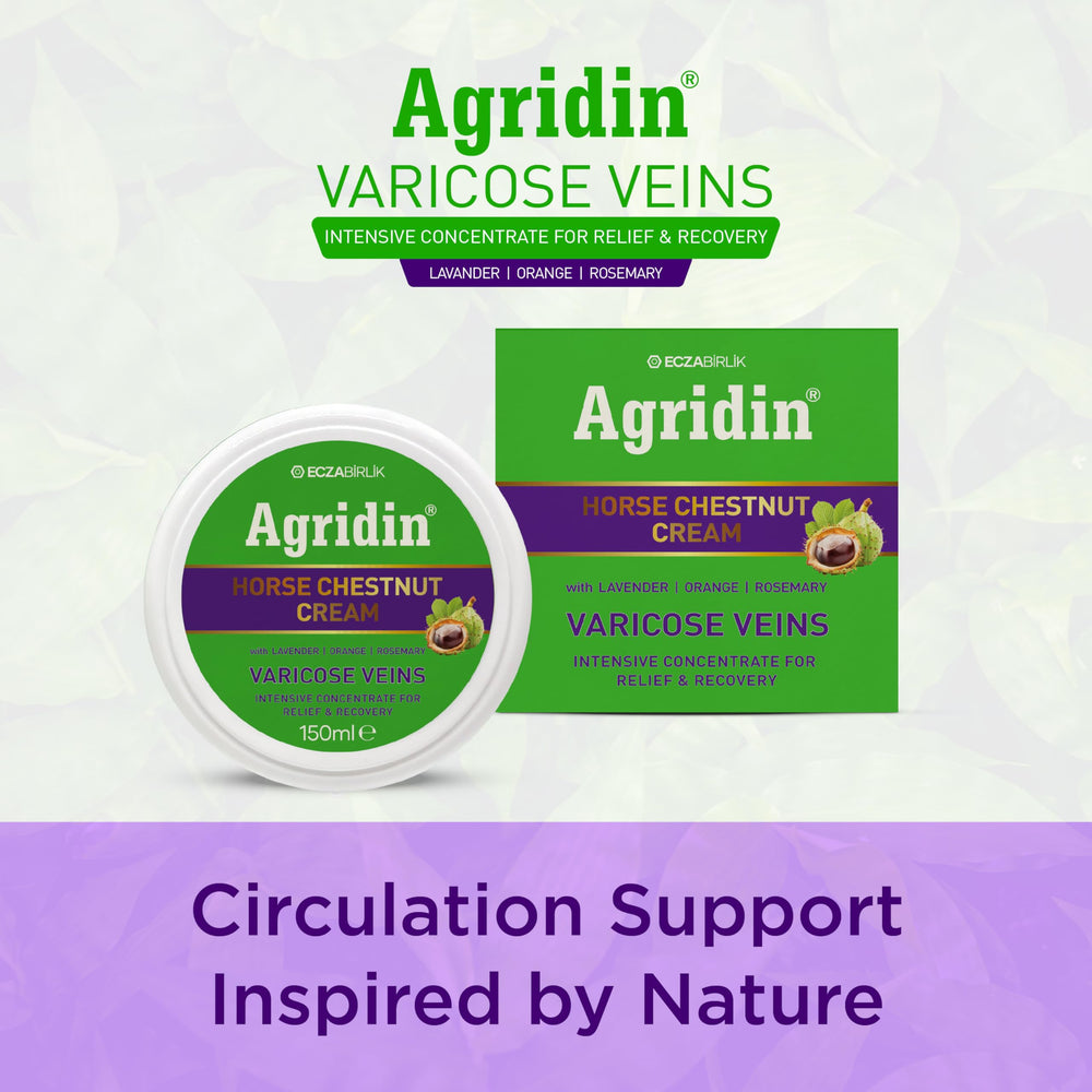 Close-up of horse chestnut, arnica, and essential oils in Agridin formula.