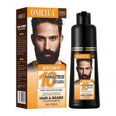 Agthyuve brown beard dye bottle for gray hair coverage and natural dark brown finish.