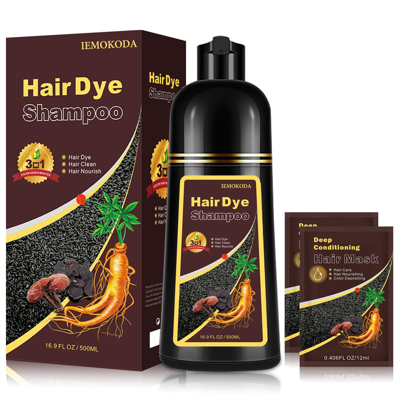 Agthyuve Hair Dye Shampoo bottle showing chestnut brown shade for at-home use