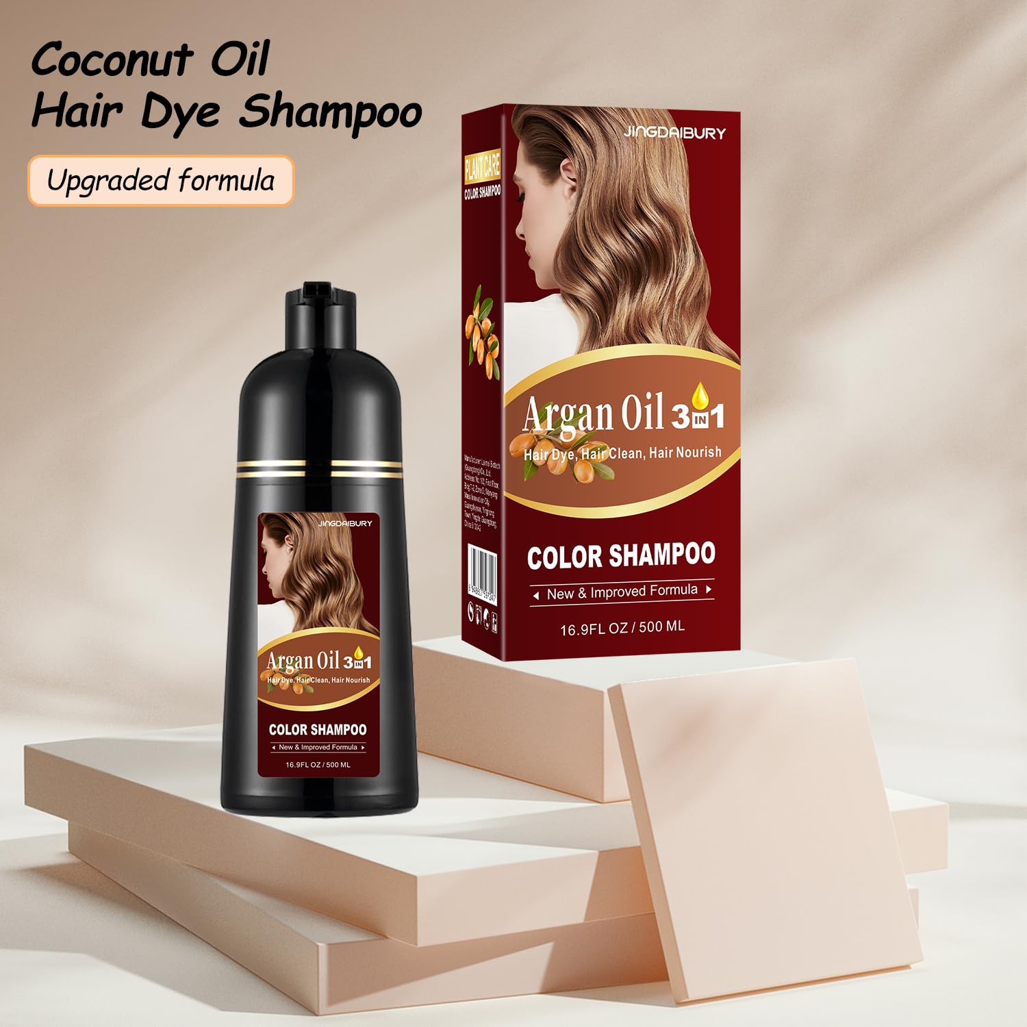 Packaging box and bottle of Agthyuve Hair Dye Shampoo indicating long-lasting color.