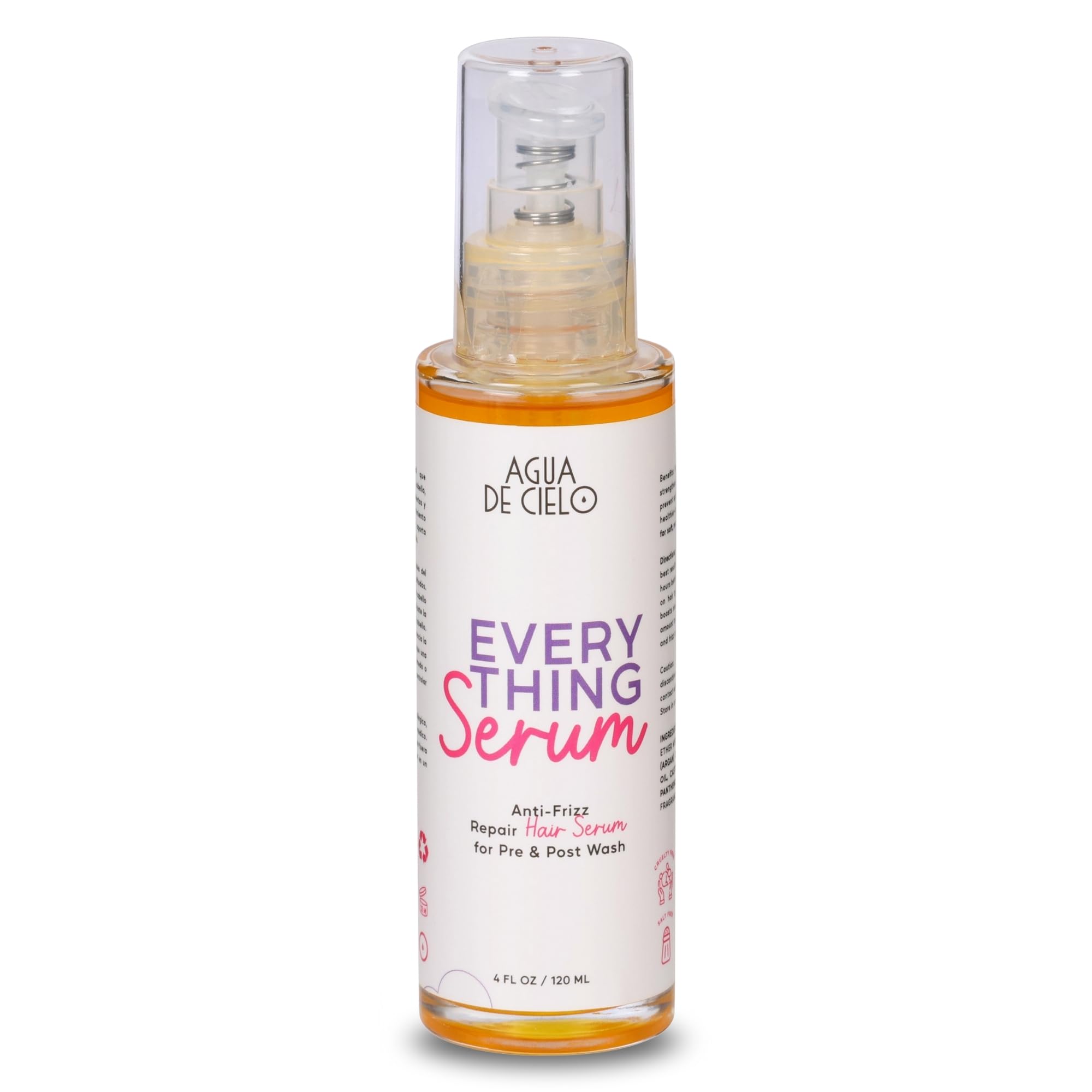 Agua de Cielo Everything Serum bottle ready to tame frizz and boost shine.