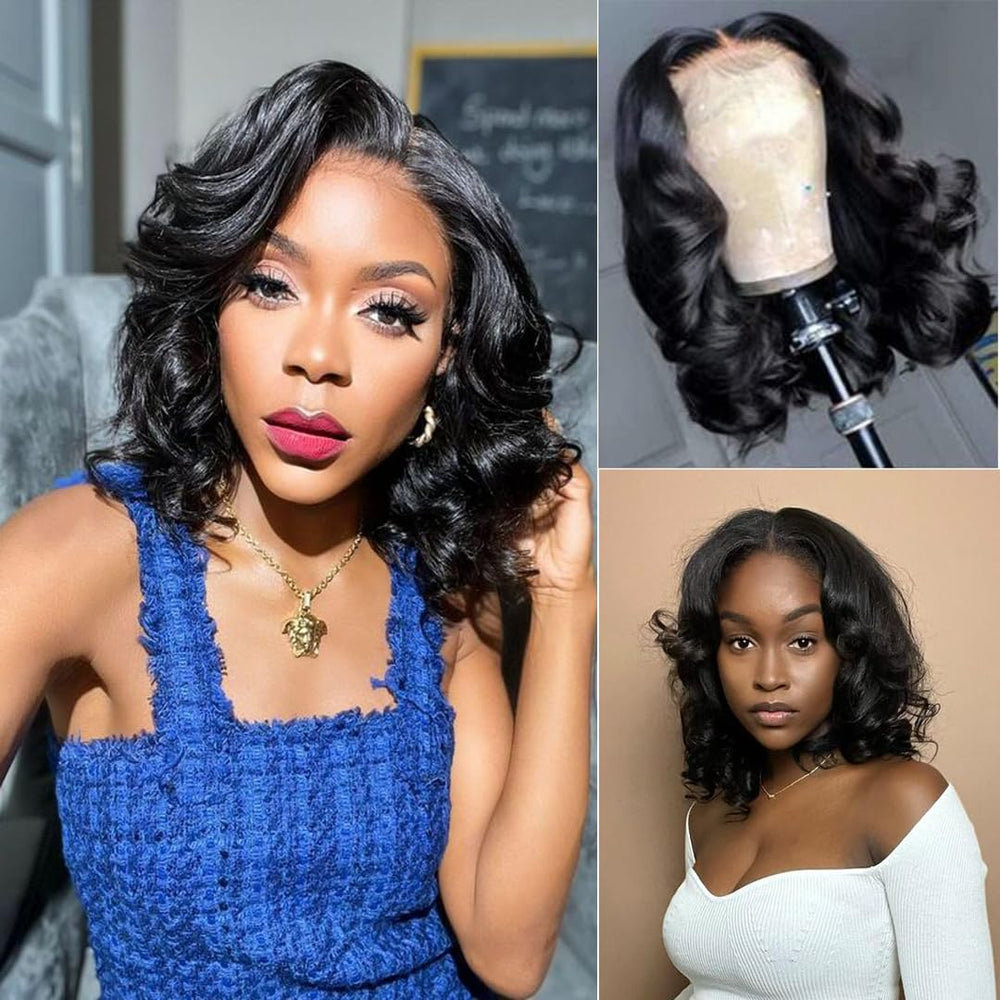 Ahaisy glueless bob wig side view; seamless blend for daily style.