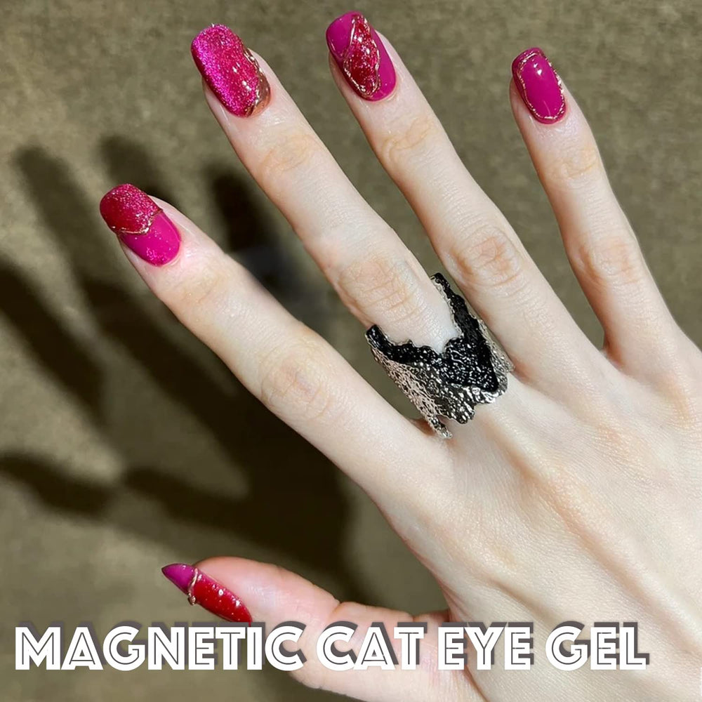 AHAMIOU cat eye gel polish with magnet stick for creative effects.
