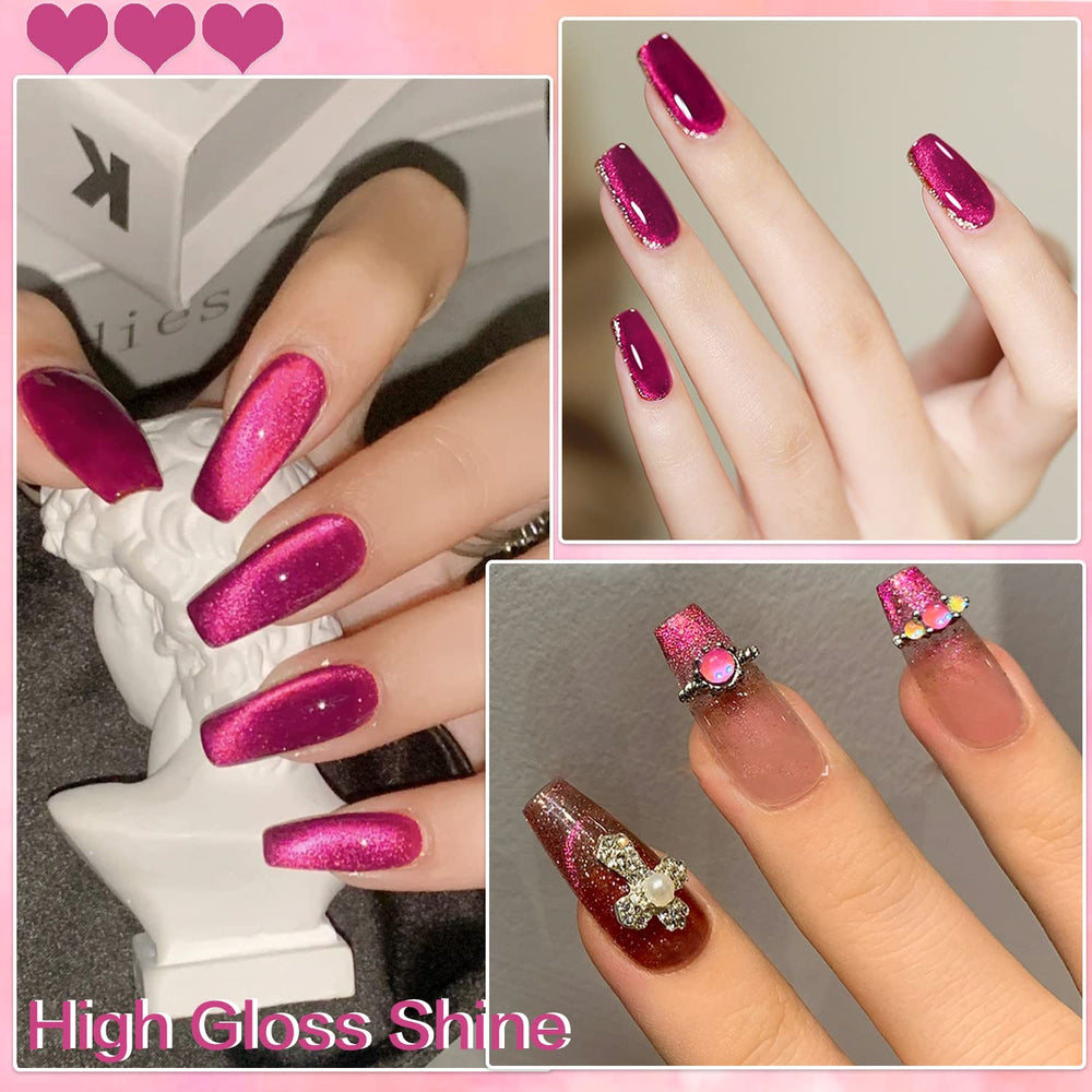AHAMIOU dark pink gel polish swatch showing rich color.