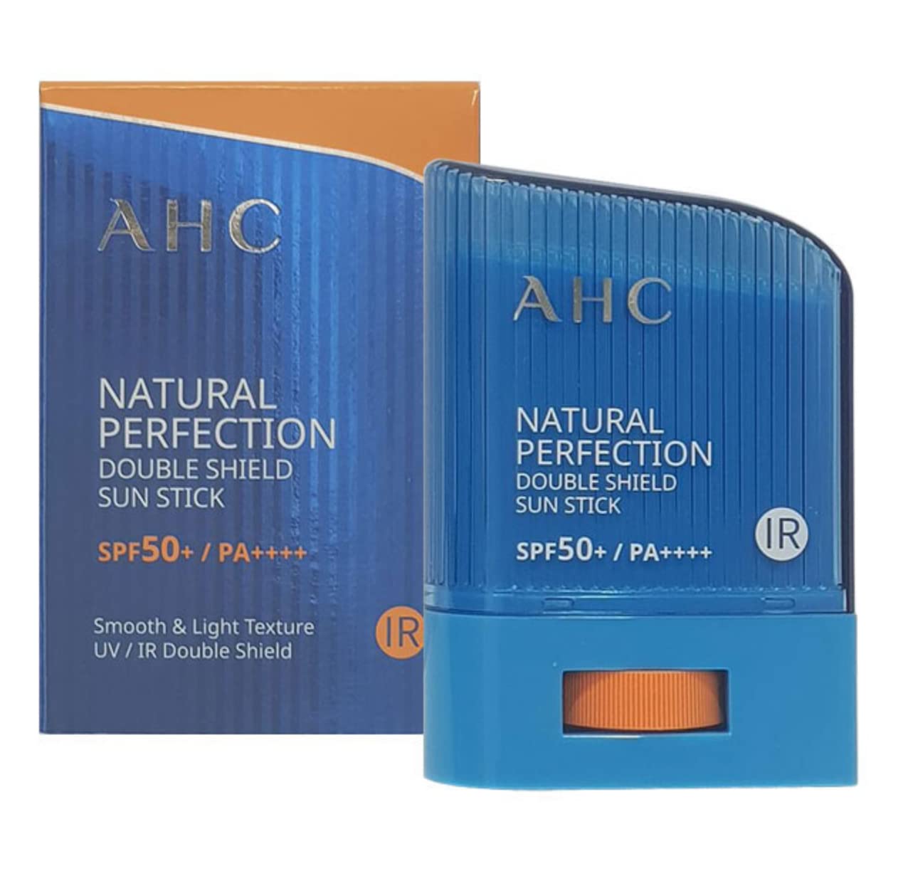 AHC Natural Perfection Fresh Sun Stick packaging close-up showing compact sun protection on the go.